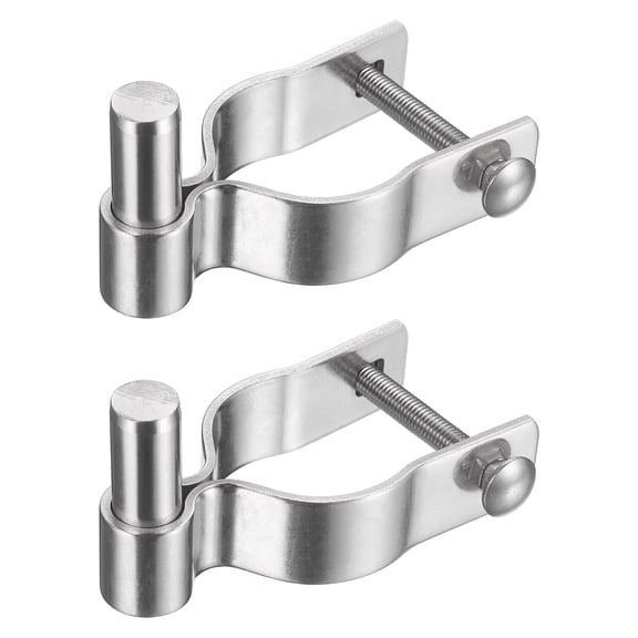Uxcell 2 Pcs Chain Link Fence Gate Post Hinge 1-7/8" Heavy Duty , 304 Stainless Steel Gate Frame Male Hinge with Bolts & Nuts for Outside Round Pipe,Silver