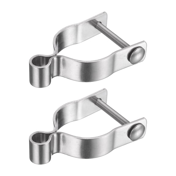 Uxcell 2 Pcs Chain Link Fence Gate Post Hinge 2-3/8" Heavy Duty , 304 Stainless Steel Gate Frame Female Hinge with Bolts & Nuts for Outside Round Pipe,Silver