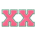 thumbnail image 1 of Uxcell 2 Pcs Chenille Letter Patches, 3.1" Sew on Letter X Iron on Patches Green Glitter Edged Alphabet Embroidered Appliques for Clothes Bags Hats DIY Supplies, Rose Red, 1 of 5