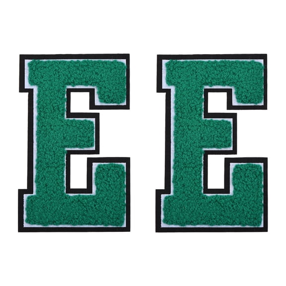 Uxcell 2 Pcs Chenille Letter Patches, 4.7" Sew on Letter E Iron on Patches Large Alphabet Embroidered Appliques for Clothes Bags Hats DIY Craft Supplies, Green
