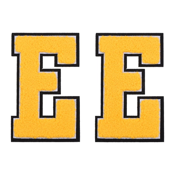 Uxcell 2 Pcs Chenille Letter Patches, 4.7" Sew on Letter E Iron on Patches Large Alphabet Embroidered Appliques for Clothes Bags Hats DIY Craft Supplies, Yellow