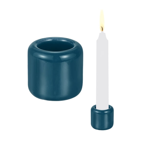 Uxcell 2 Pcs Chime Candle Holder, 0.7 Inch ID Ceramic Mini Candle Holder for Meditation Spell Supplies Table Centerpieces Home Decoration, Blue