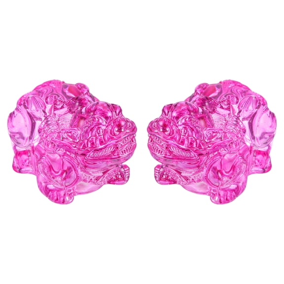 Uxcell 2 Pcs Crystal Decorative Ornaments, 1.2"H Chinese Feng Shui Crystal Figurine Mini Pi Xiu Collectible Decor for Table Home Hanging Decorations, Rose Red