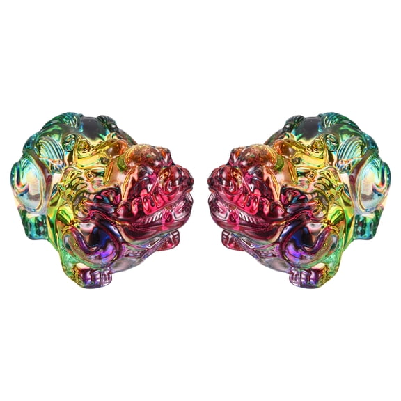 Uxcell 2 Pcs Crystal Decorative Ornaments, 1.2"H Chinese Feng Shui Crystal Figurine Mini Pi Xiu Collectible Decor for Table Home Hanging Decorations, Vibrant Color