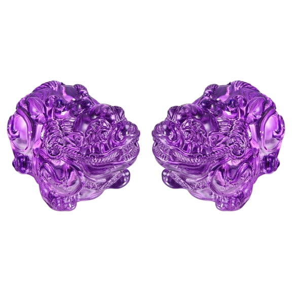 Uxcell 2 Pcs Crystal Decorative Ornaments, 1.7"H Chinese Feng Shui Crystal Figurine Mini Pi Xiu Collectible Decor for Table Home Hanging Decorations, Purple