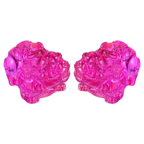 Uxcell 2 Pcs Crystal Decorative Ornaments, 1.7"H Chinese Feng Shui Crystal Figurine Mini Pi Xiu Collectible Decor for Table Home Hanging Decorations, Rose Red