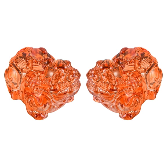 Uxcell 2 Pcs Crystal Decorative Ornaments, 1.2"H Chinese Feng Shui Crystal Figurine Mini Pi Xiu Collectible Decor for Table Home Hanging Decorations, Orange