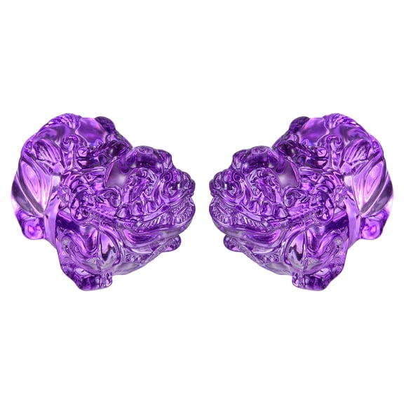 Uxcell 2 Pcs Crystal Decorative Ornaments, 1.2"H Chinese Feng Shui Crystal Figurine Mini Pi Xiu Collectible Decor for Table Home Hanging Decorations, Purple