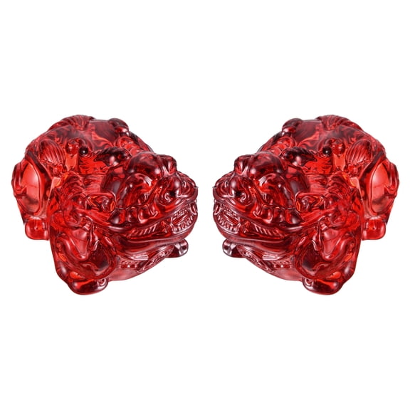 Uxcell 2 Pcs Crystal Decorative Ornaments, 1.2"H Chinese Feng Shui Crystal Figurine Mini Pi Xiu Collectible Decor for Table Home Hanging Decorations, Red