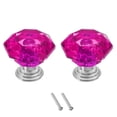 thumbnail image 1 of Uxcell 2 Pcs Crystal Drawer Knobs 24 mm Dresser Pulls Knobs for Cupboard, Rose Red/Silver, 1 of 6