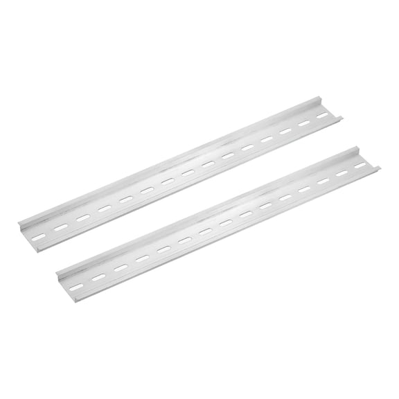 Uxcell 2 Pcs DIN Rail Slotted Aluminum Mounting Guide 300mm Long 35mm Wide 7.5mm High Silver Tone