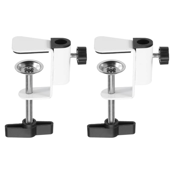 Uxcell 2 Pcs Desk Table Mount Clamp 2.1" Hole Dia Adjustable Universal Bracket C-Clamp Cantilever Bracket Clip with Adjustable Screw Plastic Handle for Microphone Arm Lamp Stand, White