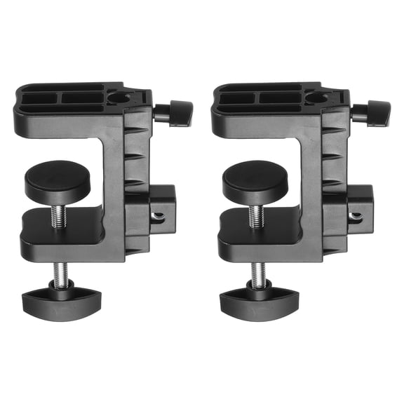 Uxcell 2 Pcs Desk Table Mount Clamp 2.3" Hole Dia Bracket C-Clamp Thickened Dual-Purpose Cantilever Bracket Clip with Adjustable Screw Plastic Handle for Microphone Arm Lamp Stand, Black
