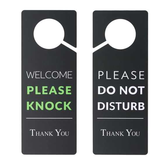 Uxcell 2 Pcs Do Not Disturb Door Hanger Sign, Welcome Please Knock Door Sign, Black