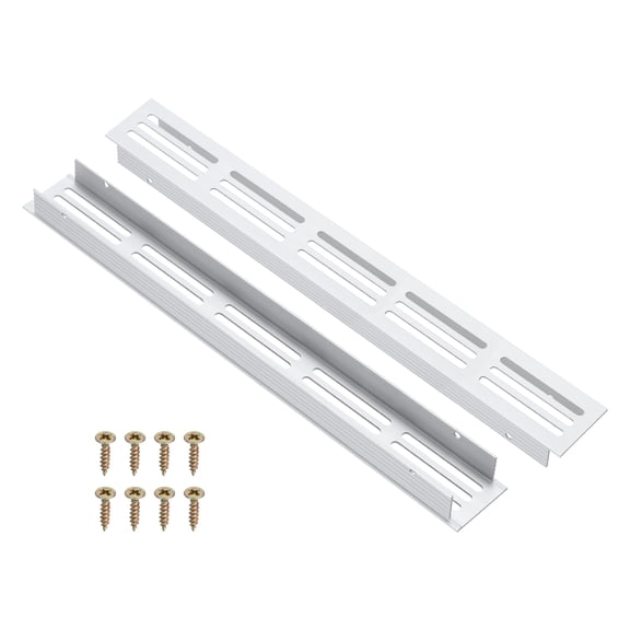 Uxcell 2 Pcs Door Air Vent Cover, 10 x 1.2 (Outer Dimensions) Inch Aluminum Louvered Ventilation Grille Rectangle Toe Kick Vent with Mounting Screws for Shoe Cabinet Wardrobe, Silver