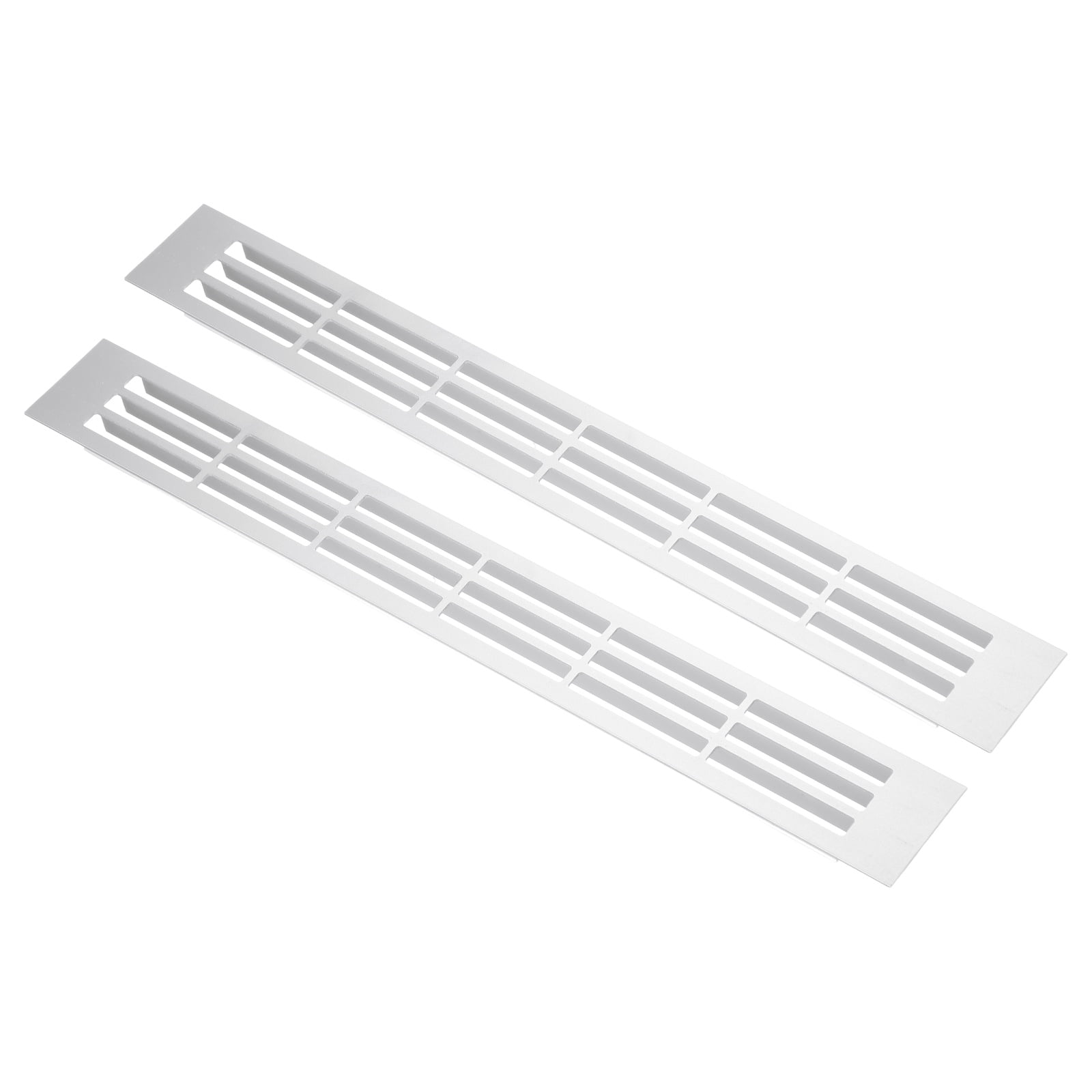 Uxcell 2 Pcs Door Air Vent Cover, 11.8"x1.4" Aluminum Rectangle Grille Ventilation Cover Toe Kick Vent Guard for Cabinet Wardrobe Ceiling Door Wall Floor Garage Furniture, Silver