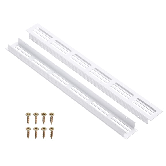 Uxcell 2 Pcs Door Air Vent Cover, 12 x 1.2 (Outer Dimensions) Inch Aluminum Louvered Ventilation Grille Rectangle Toe Kick Vent with Mounting Screws for Shoe Cabinet Wardrobe, White