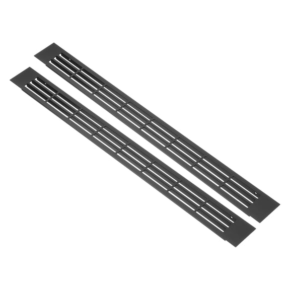 Uxcell 2 Pcs Door Air Vent Cover, 15.7"x1.4" Aluminum Rectangle Grille Ventilation Cover Toe Kick Vent Guard for Cabinet Wardrobe Ceiling Door Wall Floor Garage Furniture, Black