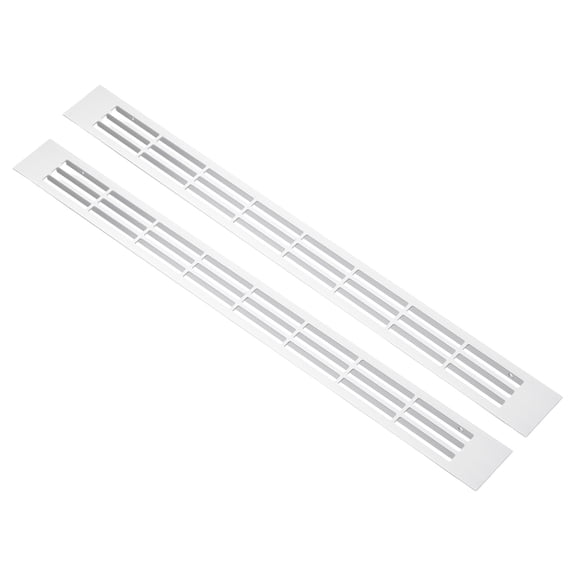Uxcell 2 Pcs Door Air Vent Cover, 15.7"x1.4" Aluminum Rectangle Grille Ventilation Cover Toe Kick Vent Guard for Cabinet Wardrobe Ceiling Door Wall Floor Garage Furniture, Silver