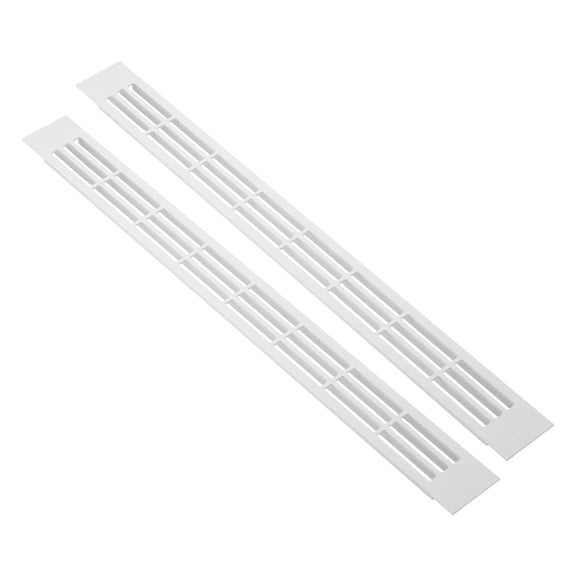 Uxcell 2 Pcs Door Air Vent Cover, 15.7"x1.4" Aluminum Rectangle Grille Ventilation Cover Toe Kick Vent Guard for Cabinet Wardrobe Ceiling Door Wall Floor Garage Furniture, White