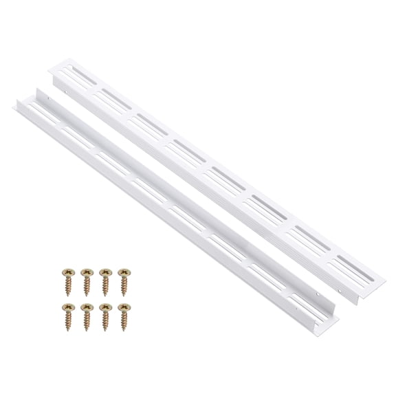 Uxcell 2 Pcs Door Air Vent Cover, 16 x 1.2 (Outer Dimensions) Inch Aluminum Louvered Ventilation Grille Rectangle Toe Kick Vent with Mounting Screws for Shoe Cabinet Wardrobe, White