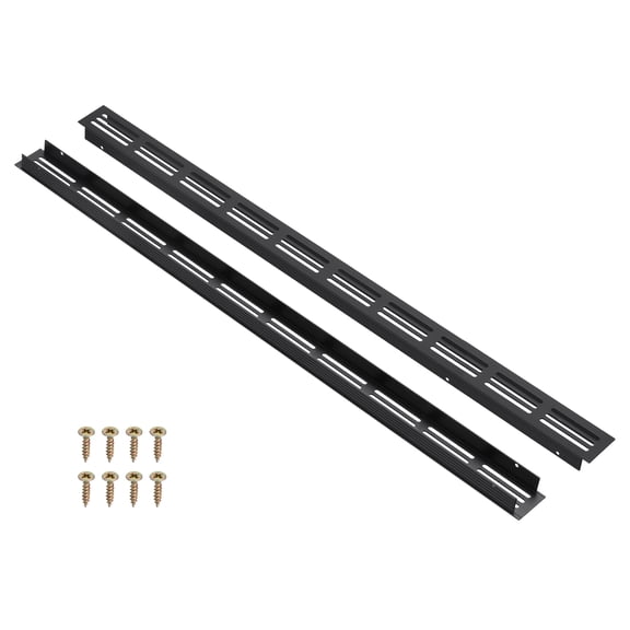 Uxcell 2 Pcs Door Air Vent Cover, 20 x 1.2 (Outer Dimensions) Inch Aluminum Louvered Ventilation Grille Rectangle Toe Kick Vent with Mounting Screws for Shoe Cabinet Wardrobe, Black