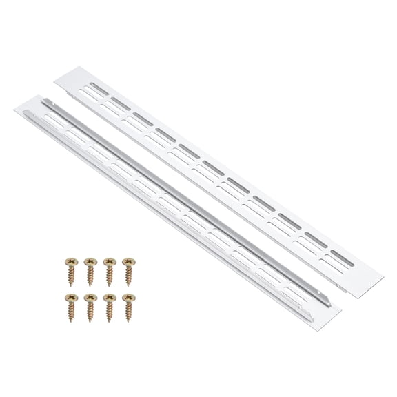 Uxcell 2 Pcs Door Air Vent Cover, 20 x 1.7 (Outer Dimensions) Inch Aluminum Louvered Ventilation Grille Rectangle Toe Kick Vent with Mounting Screws for Shoe Cabinet Wardrobe, Silver