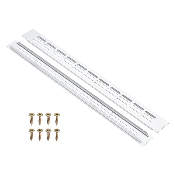 Uxcell 2 Pcs Door Air Vent Cover, 24 x 1.7 (Outer Dimensions) Inch Aluminum Louvered Ventilation Grille Rectangle Toe Kick Vent with Mounting Screws for Shoe Cabinet Wardrobe, Silver