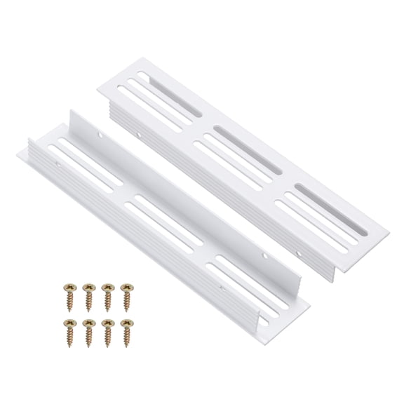 Uxcell 2 Pcs Door Air Vent Cover, 6 x 1.2 (Outer Dimensions) Inch Aluminum Louvered Ventilation Grille Rectangle Toe Kick Vent with Mounting Screws for Shoe Cabinet Wardrobe, White