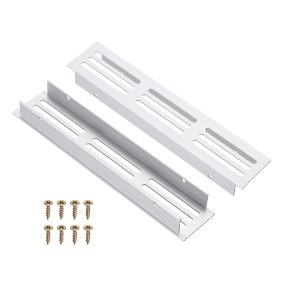 Uxcell 2 Pcs Door Air Vent Cover, 6 x 1.2 (Outer Dimensions) Inch Aluminum Louvered Ventilation Grille Rectangle Toe Kick Vent with Mounting Screws for Shoe Cabinet Wardrobe, Silver