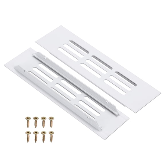 Uxcell 2 Pcs Door Air Vent Cover, 6 x 1.7 (Outer Dimensions) Inch Aluminum Louvered Ventilation Grille Rectangle Toe Kick Vent with Mounting Screws for Shoe Cabinet Wardrobe, White