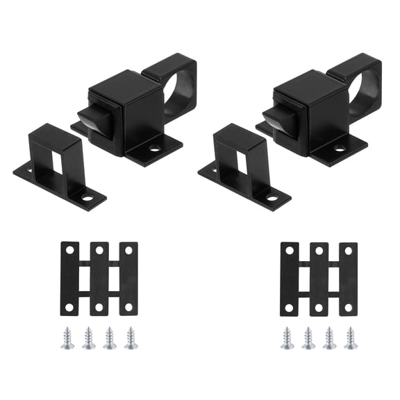 Uxcell 2 Pcs Door Bolt Latch, Aluminum Alloy Pull Ring Spring Bounce Lock, Black