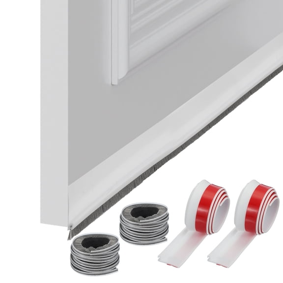 Uxcell 2 Pcs Door Bottom Sweep, 39 x 2 inch Adhesive Under Door Draft Strip Silicone, White
