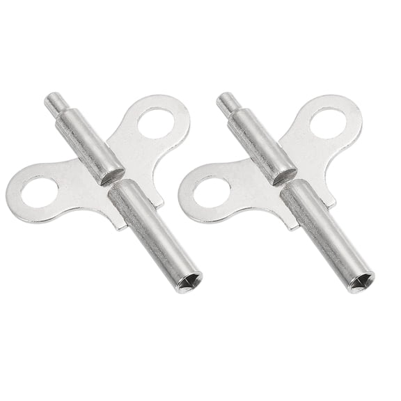 Uxcell 2 Pcs Double Ended Wrench Clock Key for Winding, 2.2/4.4mm Hole Dia. 67.3mm Long Steel Clock Keys for Mechanical Alarm Wind Chain Repair Replacement, Silver Tone