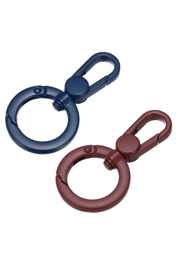 2 Pcs Double Opening Snap Hooks Swivel Keychain Clasp Clips Metal Swivel Lobster Claw Clasp for Jewelry Making Crafts Backpack Bag Strap Phone Case, Blue/Wine Red