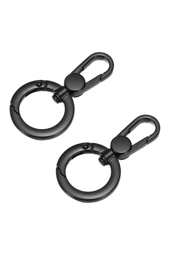 2Pcs Double Opening Snap Hooks Swivel Keychain Clasp Clips Black