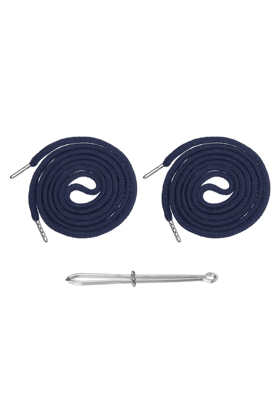 2 Pcs Drawstring for Sweatpants (Navy Blue), Hoodie Strings Drawstring Cords with Easy Threader Apply to Shorts Pants