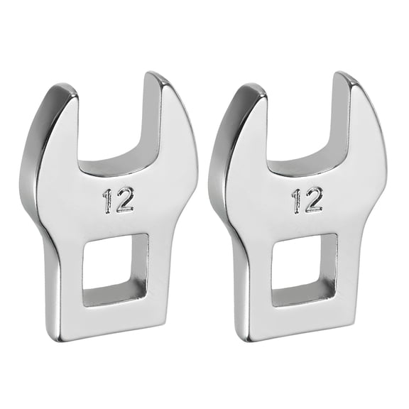 Uxcell 2 Pcs Drive Crowfoot Wrench 3/8 Inch 12mm Metric Flare Nut Wrench CR-V Steel Electroplating Open End Crowfoot Wrench for Automotive Repair Mechanics, Bright Silver