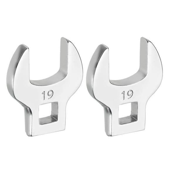 Uxcell 2 Pcs Drive Crowfoot Wrench 3/8 Inch 19mm Metric Flare Nut Wrench CR-V Steel Electroplating Open End Crowfoot Wrench for Automotive Repair Mechanics, Bright Silver