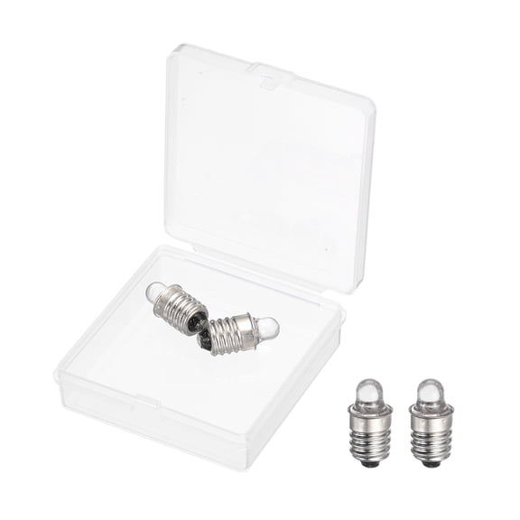 Uxcell 2 Pcs E10 Miniature Screw Base Light Bulbs, 3V 0.3A Mini Light Bulbs Flashlight Replacement Lamp 0.9W with Box for Home DIY Circuit Electrical Experiment, Warm Yellow Light