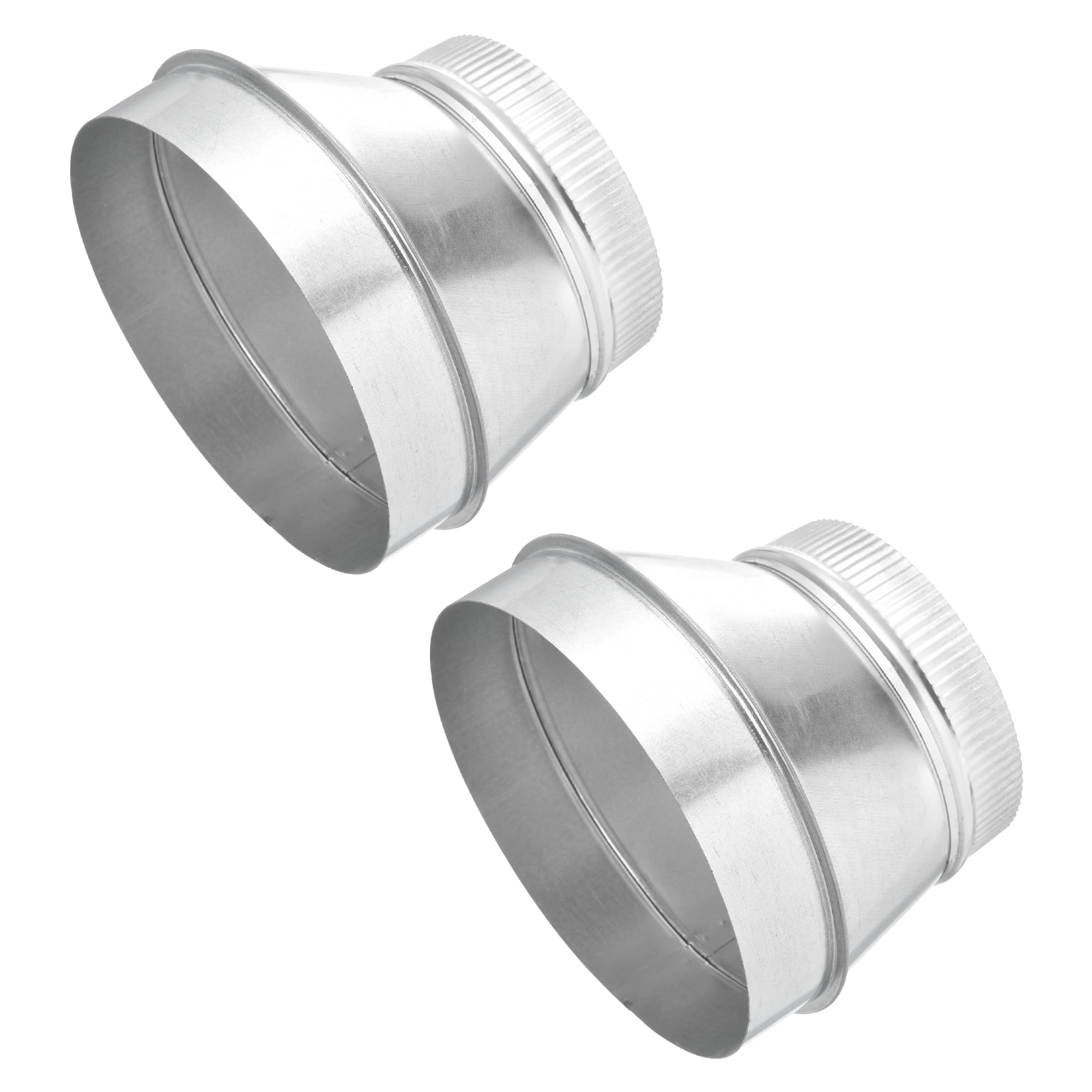 Uxcell 2 Pcs Eccentric Duct Reducer (8" to 6" ) - Galvanized Steel Crimped End Ducting Connector Increaser Round Air Duct Adapter Pipe Vent Inline Fitting for HVAC Ventilation, Silver