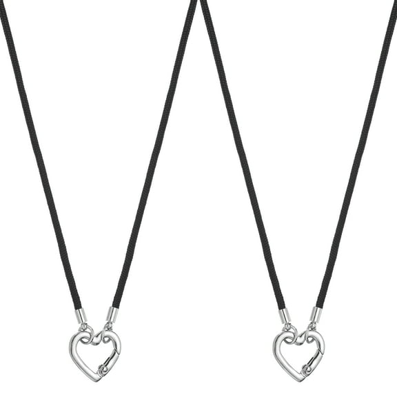 Uxcell 2Pcs Glasses Holder, Heart Shape Eyeglass Holder Necklace Ring for Women, Black