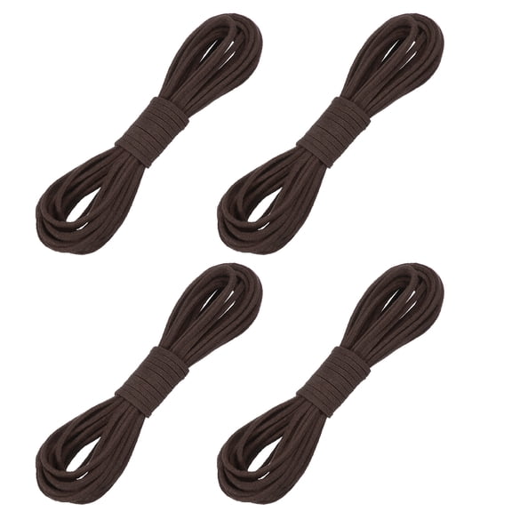 Uxcell 4 Pcs Faux Suede Leather Cord, 2.6mm x 5.5 Yards Flat Thin String Leather Crafting Rope Thread for Jewelry Making Necklace Bracelet DIY Handmade Crafts, Dark Brown