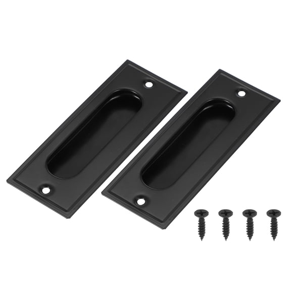 Uxcell 2 Pcs Finger Flush Pulls, 4.3" Stainless Steel Rectangle Sliding Door Handle Recessed Pocket Door Pull with Screws for Home Bathroom Barn Closet Window, Black