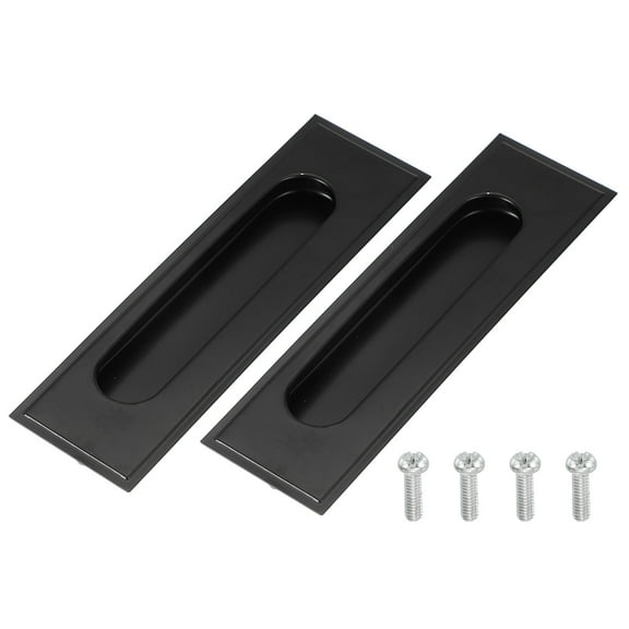 Uxcell 2 Pcs Finger Flush Pulls, 5.6" Stainless Steel Rectangle Sliding Door Handle Recessed Pocket Door Pull with Invisible Screw Hole for Home Bathroom Barn Closet Window, Black