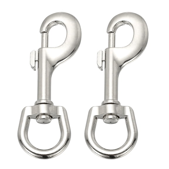 Uxcell 2 Pcs Flag Swivel Snap Clips, 4.1 Inch Heavy Duty Alloy Flag Pole Snaps Hooks, Silver Tone