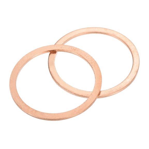 Uxcell 2Pcs Flat Copper Washers Copper Upgraded Flat Metric Sealing Crush Ring Copper 42x50x2mm