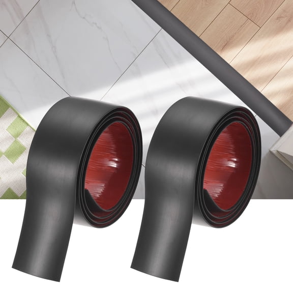 Uxcell 2 Pcs Floor Transition Strip (3.94 ft x 2")- Vinyl Self Adhesive Laminate Floor Flat Divider Strip Tile Edge Trim for Living Room/Kitchen/Bathroom, Black