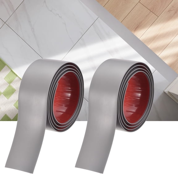 Uxcell 2 Pcs Floor Transition Strip (3.94 ft x 2")- Vinyl Self Adhesive Laminate Floor Flat Divider Strip Tile Edge Trim for Living Room/Kitchen/Bathroom, Grey
