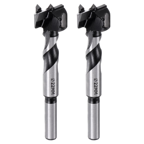 Uxcell 2 Pcs Forstner Drill Bit 22mm (7/8") Dia 90mm (3-17/32") Long YG8/C1 Tungsten Carbide Wood Forstner Bits